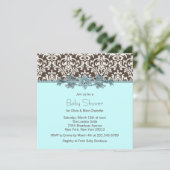 ティール(緑がかった色)ブルーブラウンダマスクベビーシャワー 招待状 (スタンド正面)