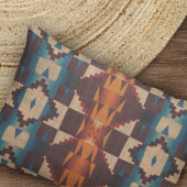 ティール（緑がかった色）ブルーブラウンダークレッドラストオレンジトライバルアート 枕カバー