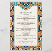 ティール（緑がかった色）ブルーブラウンヴィンテージタラベーレメニューカード