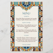 ティール（緑がかった色）ブルーブラウンヴィンテージタラベーレメニューカード