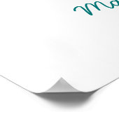 ティール(緑がかった色)ブルーブラウン鳥の指紋の木結婚の ポスター (角)