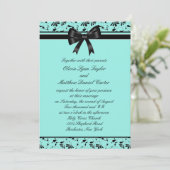 ティール(緑がかった色)ブルーブラックスワールアクア5x7結婚式招待状 招待状 (スタンド正面)