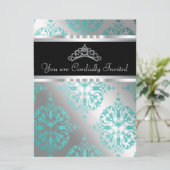 ティール(緑がかった色)ブルーブラックダマスクティアラティール(緑がかった色)キンセアニェラ 招待状 (スタンド正面)