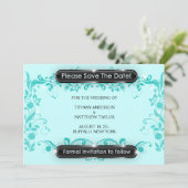 ティール（緑がかった色）ブルーブラックフローリッシュザートデイト セーブザデート (スタンド正面)