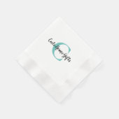 ティール(緑がかった色)ブルーブラックモノグラム名カクテル 縁ありカクテルナプキン (角)