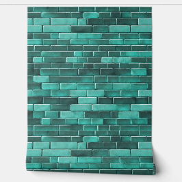 ティール（緑がかった色）ブルーブリックグレーシームレスパターン素朴 壁紙