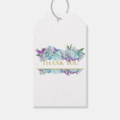 ティール（緑がかった色）ブルーブーケシャワーパーティーありがとう ギフトタグ (正面)