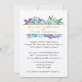 ティール(緑がかった色)ブルーブーケトラディティ結婚ズスイートセレモニー 招待状 (正面)