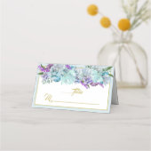 ティール（緑がかった色）ブルーブーケ結婚のスイートサンキューエスコート プレイスカード (正面)