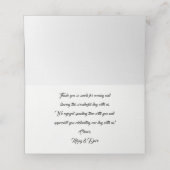 ティール（緑がかった色）ブルーブーケ結婚のスイートサンキューエスコート プレイスカード (内部開封)