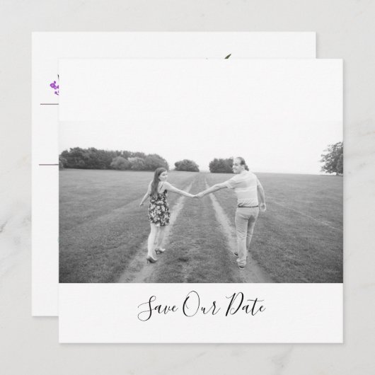 ティール(緑がかった色)ブルーブーケ結婚のスイート日付を保存 招待状 (正面/裏面)