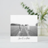 ティール(緑がかった色)ブルーブーケ結婚のスイート日付を保存 招待状 (スタンド正面)