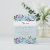 ティール(緑がかった色)ブルーブーケ結婚ススイートビーマイブリーズメイド 招待状 (スタンド正面)