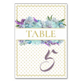 ティール(緑がかった色)ブルーブーケ結婚ズスイートシャワーパーティー テーブルナンバー (正面)