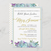 ティール（緑がかった色）ブルーブーケ結婚ズスイートシャワーパーティー 招待状 (正面/裏面)