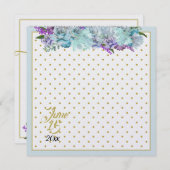 ティール（緑がかった色）ブルーブーケ結婚ズスイートブライダルシャワー 招待状 (正面/裏面)