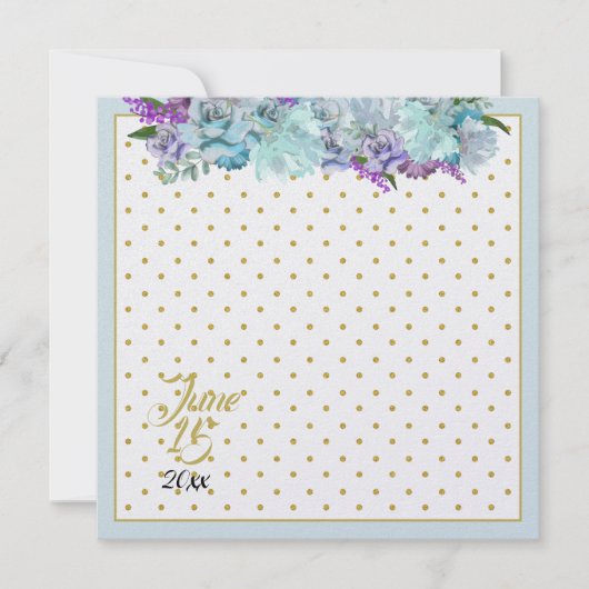 ティール(緑がかった色)ブルーブーケ結婚ズスイートブライダルシャワー 招待状 (正面)