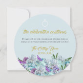 ティール(緑がかった色)ブルーブーケ結婚ズスイートブランチ披露宴 招待状 (裏面)