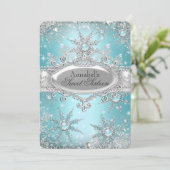 ティール（緑がかった色）ブループリンセスウィンターワンダーランドスウィート16 招待状 (スタンド正面)