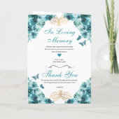 ティール(緑がかった色)ブループリンセスティアラキンセアニェラプログラム 招待状 (裏面)