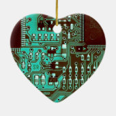 ティール(緑がかった色)ブループリント基板PCBカスタムギーク セラミックオーナメント (裏面)