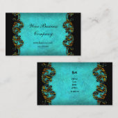 ティール(緑がかった色)ブループロファイルエキゾチック金ゴールドブラッククラシエレガントー 名刺 (正面/裏面)