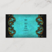 ティール(緑がかった色)ブループロファイルエキゾチック金ゴールドブラッククラシエレガントー 名刺 (裏面)