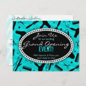 ティール（緑がかった色）ブルーヘアサロングランドオープン ポストカード (正面/裏面)