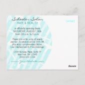 ティール（緑がかった色）ブルーヘアサロングランドオープン ポストカード (裏面)