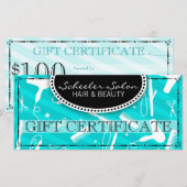 ティール（緑がかった色）ブルーヘア&美しいギフト券 (正面/裏面)