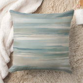 ティール(緑がかった色)ブルーベージュアクアアイボリーコーストストライプ クッション (ブランケット)