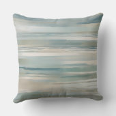 ティール(緑がかった色)ブルーベージュアクアアイボリーコーストストライプ クッション (裏面)