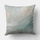 ティール(緑がかった色)ブルーベージュセージグリーン抽象芸術装飾用クッション クッション (裏面)