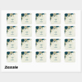 ティール（緑がかった色）ブルーベージュフローラ結婚植物薬 スクエアシール (シート)