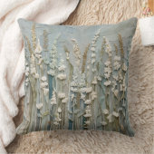 ティール（緑がかった色）ブルーベージュホワイトワイルドフラワー クッション (ブランケット)