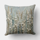 ティール（緑がかった色）ブルーベージュホワイトワイルドフラワー クッション (裏面)