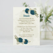 ティール(緑がかった色)ブルーベージュ植物性結婚詳細 エンクロージャーカード (スタンド正面)