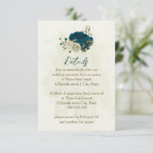 ティール（緑がかった色）ブルーベージュ植物性結婚詳細 エンクロージャーカード (スタンド正面)