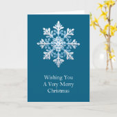 ティール（緑がかった色）ブルーホワイトクリスマススノーフレーク カード (黄色い花)