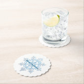 ティール（緑がかった色）ブルーホワイトクリスマススノーフレーク ペーパーコースター (インサイチュ)