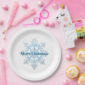 ティール（緑がかった色）ブルーホワイトクリスマススノーフレーク ペーパープレート (パーティー)
