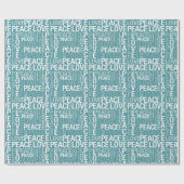 ティール（緑がかった色）ブルーホワイトピースラブ ラッピングペーパー (フラット)