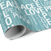 ティール（緑がかった色）ブルーホワイトピースラブ ラッピングペーパー (ロールコーナー)