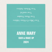 ティール（緑がかった色）ブルーホワイトヘアサロンメイクアップモダン2024 名刺 (外部フラット)