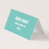 ティール（緑がかった色）ブルーホワイトヘアサロンメイクアップモダン2024 名刺 (正面)