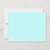 ティール（緑がかった色）ブルーホワイトリボンボウクラシックシンプル ノートカード (裏面)