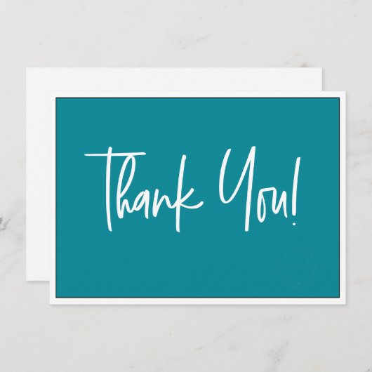 ティール（緑がかった色）ブルーホワイト会社のロゴソーシャル・サンキュー サンキューカード (正面/裏面)