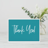 ティール（緑がかった色）ブルーホワイト会社のロゴソーシャル・サンキュー サンキューカード (スタンド正面)
