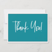 ティール（緑がかった色）ブルーホワイト会社のロゴソーシャル・サンキュー サンキューカード (正面)