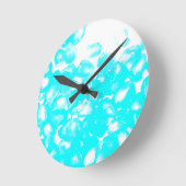ティール(緑がかった色)ブルーホワイト抽象芸術パターモダンンのギフト特典 ラウンド壁時計 (傾斜)
